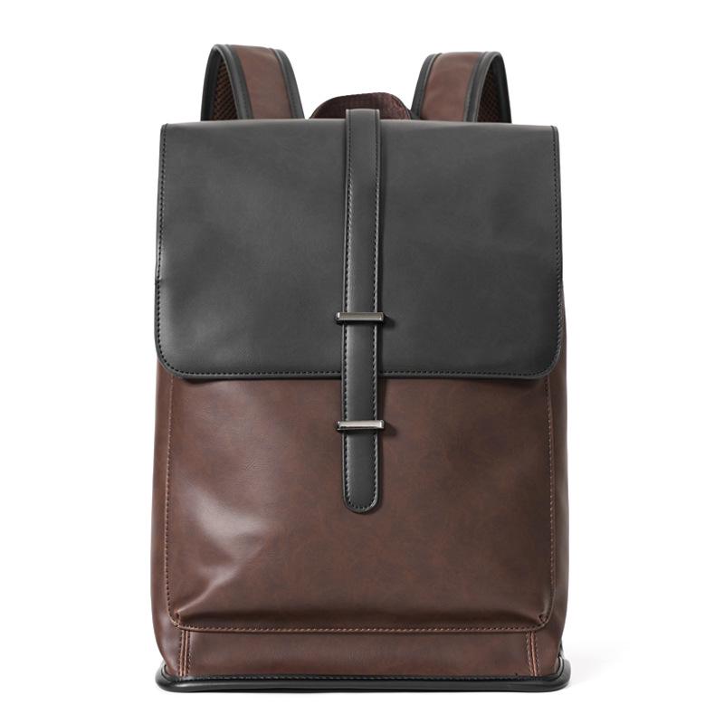 Korean Trendy 2025 Leather Men's Backpack - Large Capacity School & Laptop Bag