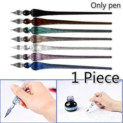 1 Peça Caligrafia Artesanal Assinatura Escrita Preenchimento Pintura a Tinta Suprimentos Caneta de Mergulho de Vidro Caneta Tinteiro