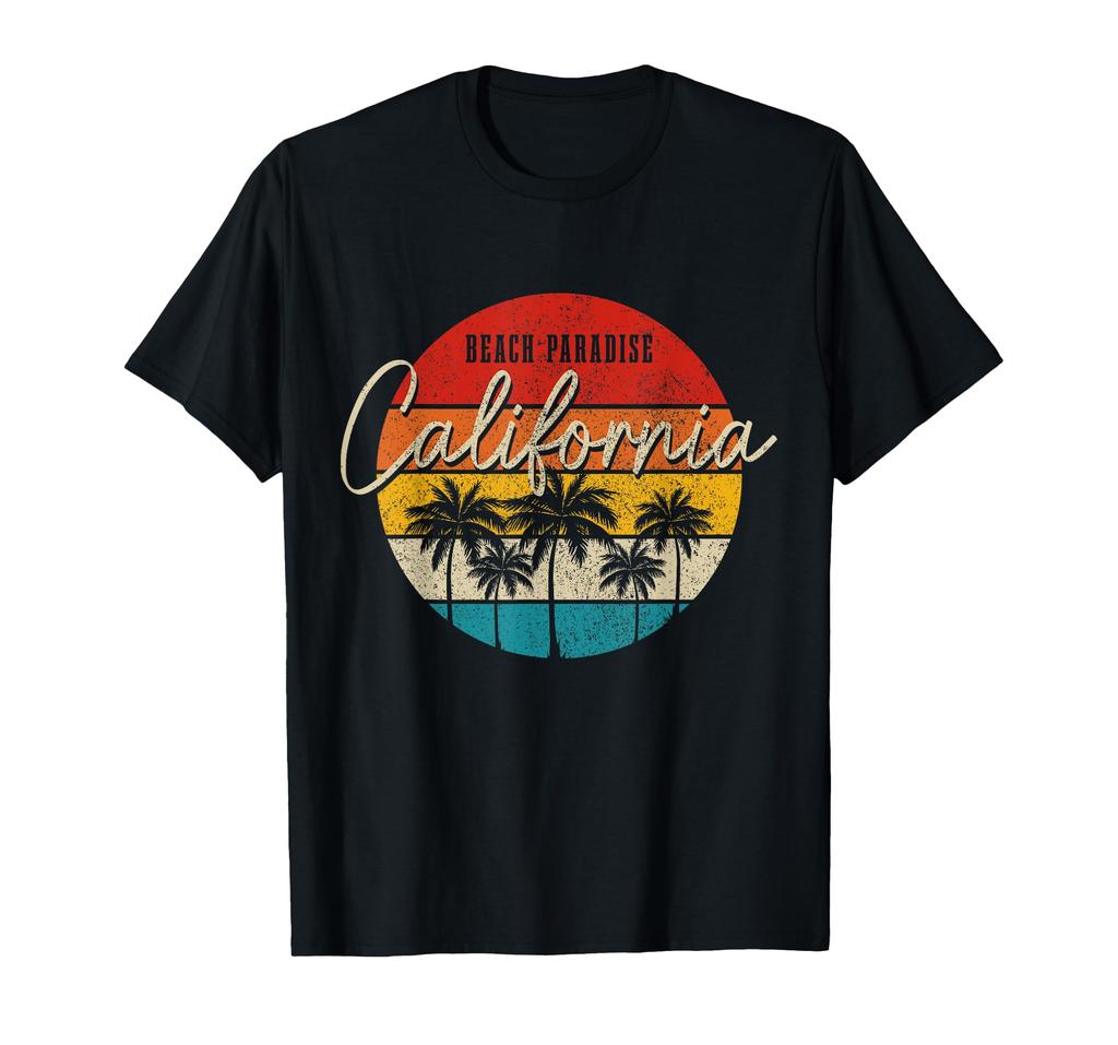 Retro Palm Trees California Printed TShirt Men Women Summer Fashion Cotton Roundneck Shortsleeved Top Graphic TShirts