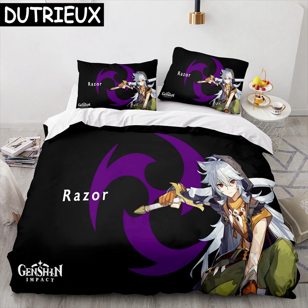 Genshin Impact 3D Anime Pościel Wygodna Poszewka na Kołdrę Rozmiar Jednoosobowy Pełny Queen King Poszewka na Poduszkę Do Poszewki na Kołdrę Poszewka na Kołdrę