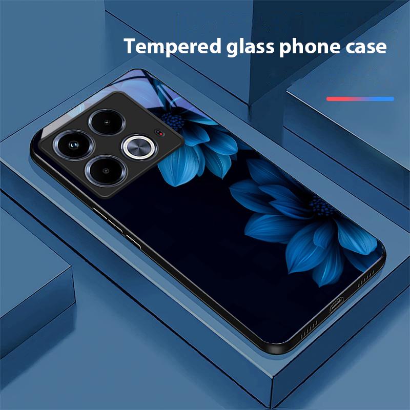 Schwarzer Apfelstein für Infinix Note 40 4G 30i 12 G96 Smart 8 Hot 9 Play 10 11S 12 20i 50 Pro Plus 5G Handyhülle aus gehärtetem Glas