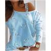 Nuovo Top da Donna Spalla Scoperta Paillettes Pullover alla Moda Maglia a Maniche Lunghe
