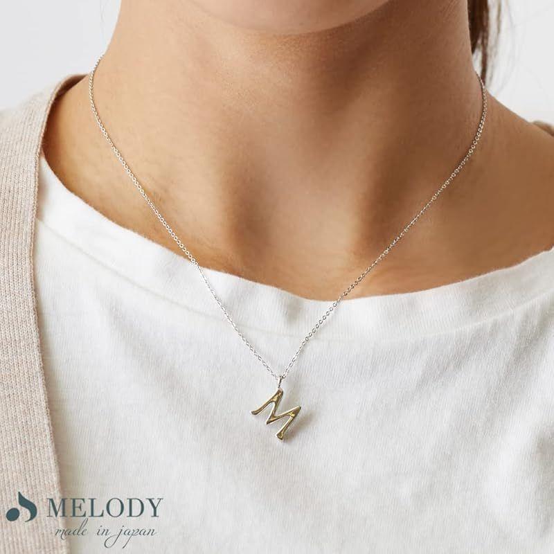 Used [MELODY] Necklace Initial K18 Gold Metal Hypoallergenic Letter Trend Small Simple A E H K M N R S Y OPIN-14 (M-Silver Color) 0