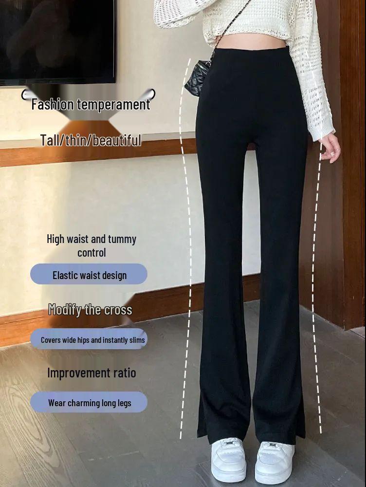 

Женские летние микроклеш брюки - Повседневный свободный крой с эластичной талией и разрезами. XL чёрный