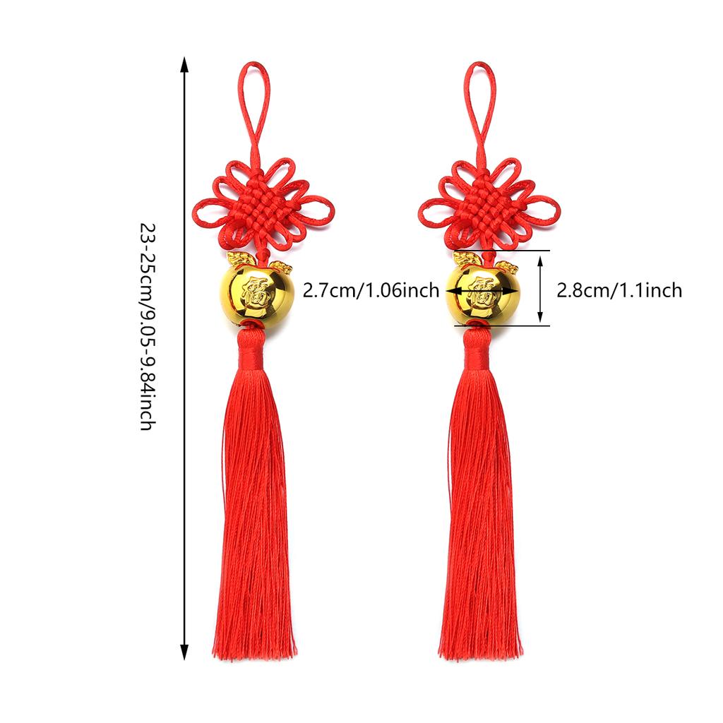 2pcs Chinese Knot Tassel Pendant Hanging Fortune Red Tassels Pendants For DIY Spring Festival New Year Gifts Home Decoration