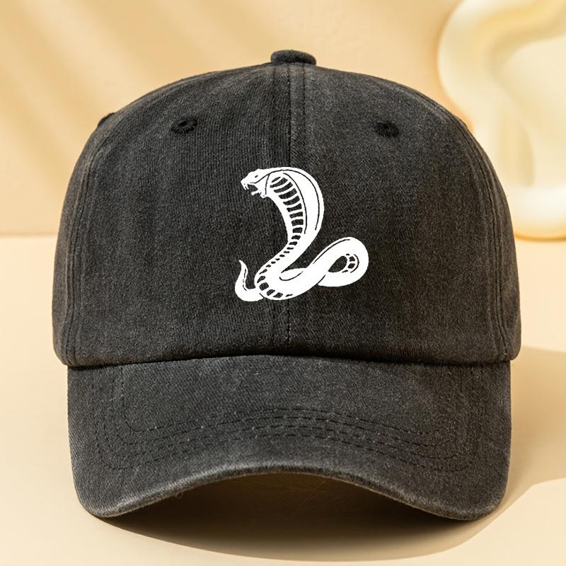 White Snake print retro baseball cap lightweight duckbill cap suitable for outdoor sports, leisure camping, hip-hop, Unisex's dad