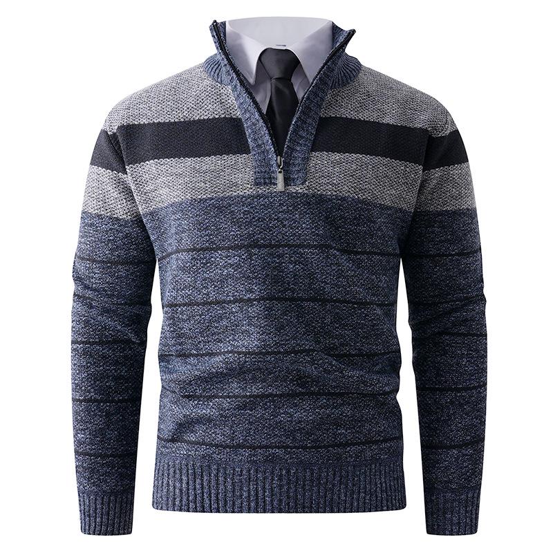 Autumn/Winter Men's Trendy Knit Half-Zip Sweater - European and American Style