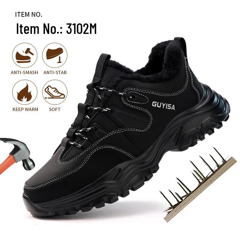 Fleece-Lined Safety Shoes: Lightweight, Anti-Smash, Anti-Puncture, Kevlar Sole for Long Standing Comfort