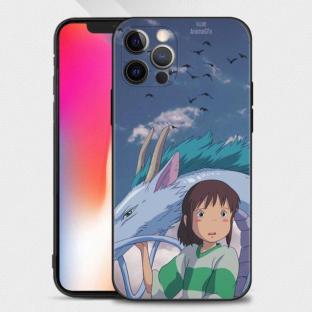 Capa de telefone para iPhone 14 13 12 11 Pro Max Mini Xs Max Xr X 7 8 Plus 6s Capa de silicone macia Fundas Anime A Viagem de Chihiro