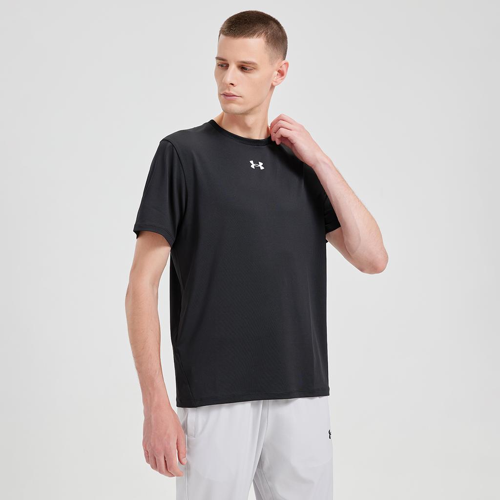 Under Armour Casual Breathable Quick-Dry Loose Round Neck Short Sleeve T-Shirt Unisex Tops Black 25500505-001