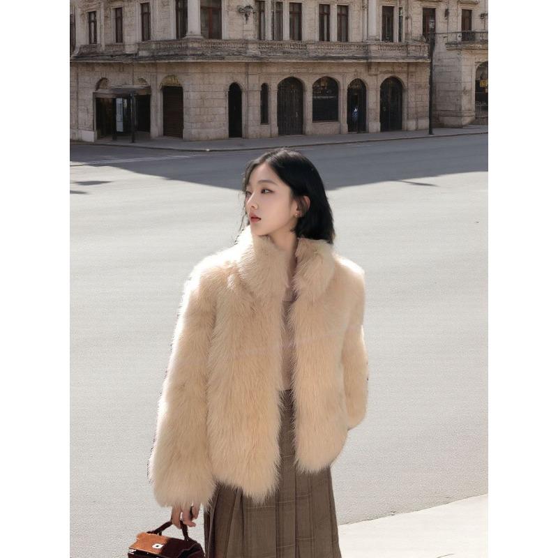 New imitation fox fur coat short fluffy winter coat thickened and thin light cotton