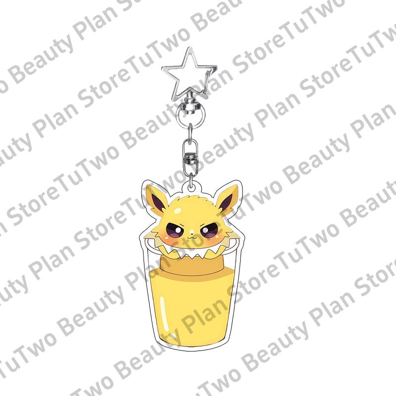 

Juice Eevee Acrylic Keychain Anime Cartoon Girls Boys Vaporeon Jolteon Flareon Cute Pendant Phone Charm Gift for Friends Toys about 5cm
