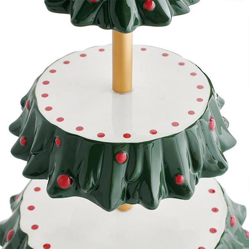 Creative Christmas Tree Snack Rack Double Layer Cake Stand Xmas Party Supplies For Home Hotel Bar