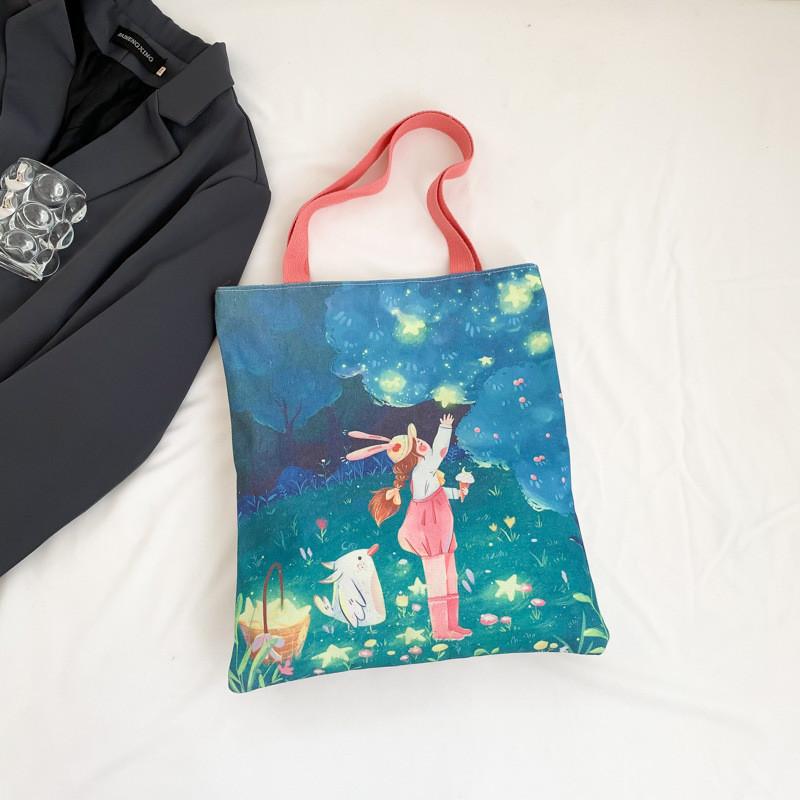 

Fashionable Summer Canvas Tote Bag Trendy Street Style For Women Large Capacity рожевий