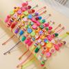 Color Woven Hand Rope Set, Sweet Soft Pottery Jewelry Contrasting Color Childlike Cute Bracelet