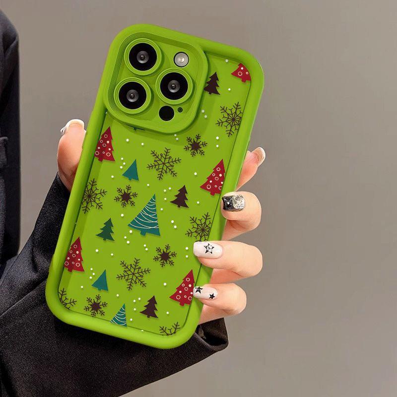 

Силіконовий чохол для телефону Merry Christmas Tree Snowflake для iPhone 16 15 14 13 12 11 Pro Max XS Max X XR Cover 8 7 Plus SE3 протиударна задня кришка з бампером iPhone 16 Pro Max зелений