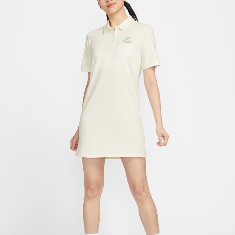 New Nike Sportswear Short Sleeved Dress Women's Sail White HJ3949-133
