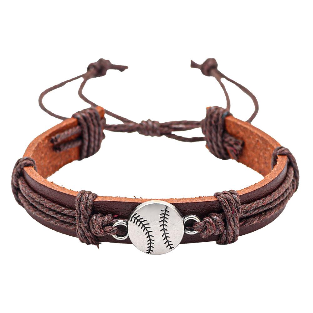 Leather Bracelet Basketball Baseball Football Softball Sports Leather Bracelet