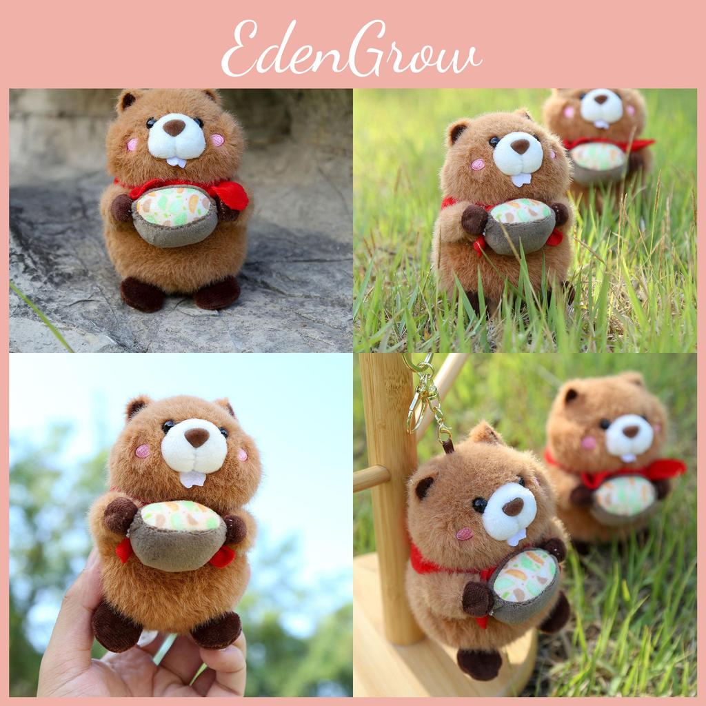 Hug Bowl Marmota Soft Plush Keychain Toy With Pp Cotton Fill For Girls Backpack Decor