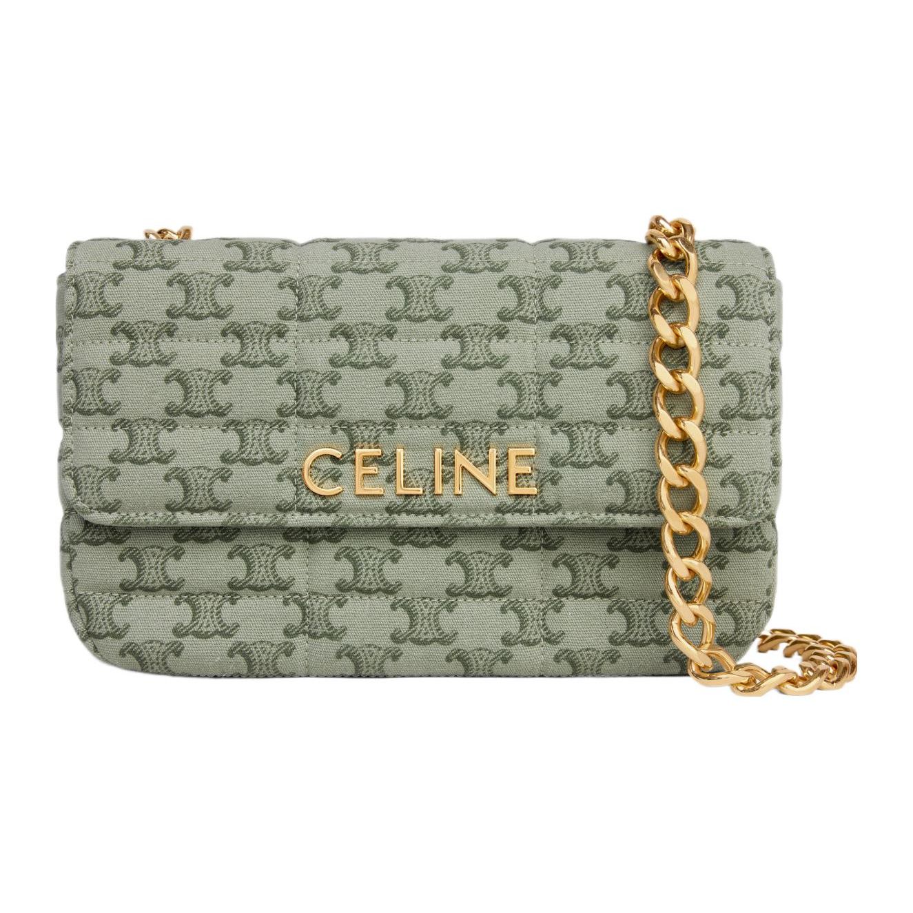 

Celine Matelasse Monochrome Triomphe Logo All Over Print Chain Clasp Fabric Crossbody Shoulder Bag Women bags Khaki-Green 111272EZ9-15KH Basic Set (Bag+Dust Bag)