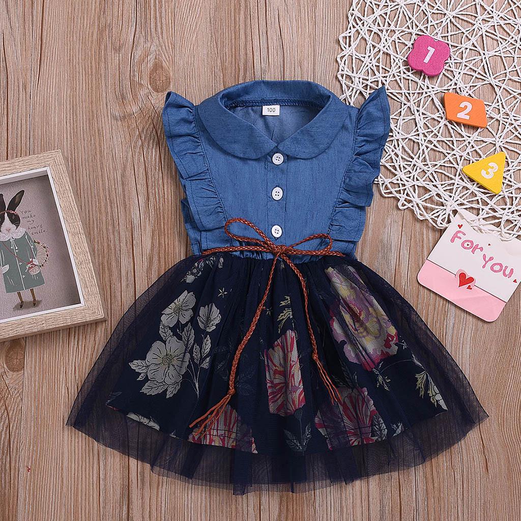 Infant Toddler Baby Girls Floral Princess Dresses Outfits Splice Long Sleeve Tutu Skirt Casual Dress Set