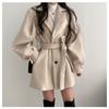 Turndown Collar Trench Women Coat Windbreaker Fitted Clothes Femme Loose Cloak Woolen Single-breasted Coat Outwear
