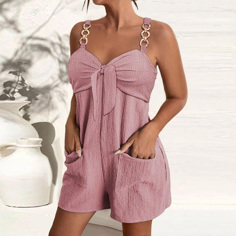 

Short Casual Jumpsuit with Suspenders Loose Sling Short Casual Jumpsuit Pink S(S)