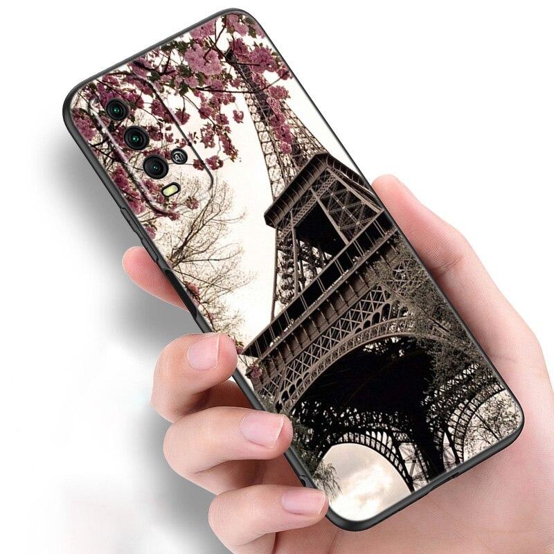 Liebe Paris Eiffelturm Silikon Telefon Fall Für Xiaomi Redmi Hinweis 11 10 9 8 Pro 11T 10T 10S 9S 8T 9 9A 9C 9T Schwarz Soft Cover