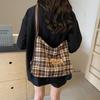 Large Capacity Backpack Women's Commuter Bag Plaid Tote Bag Cartoon Dog Shoulder Bag