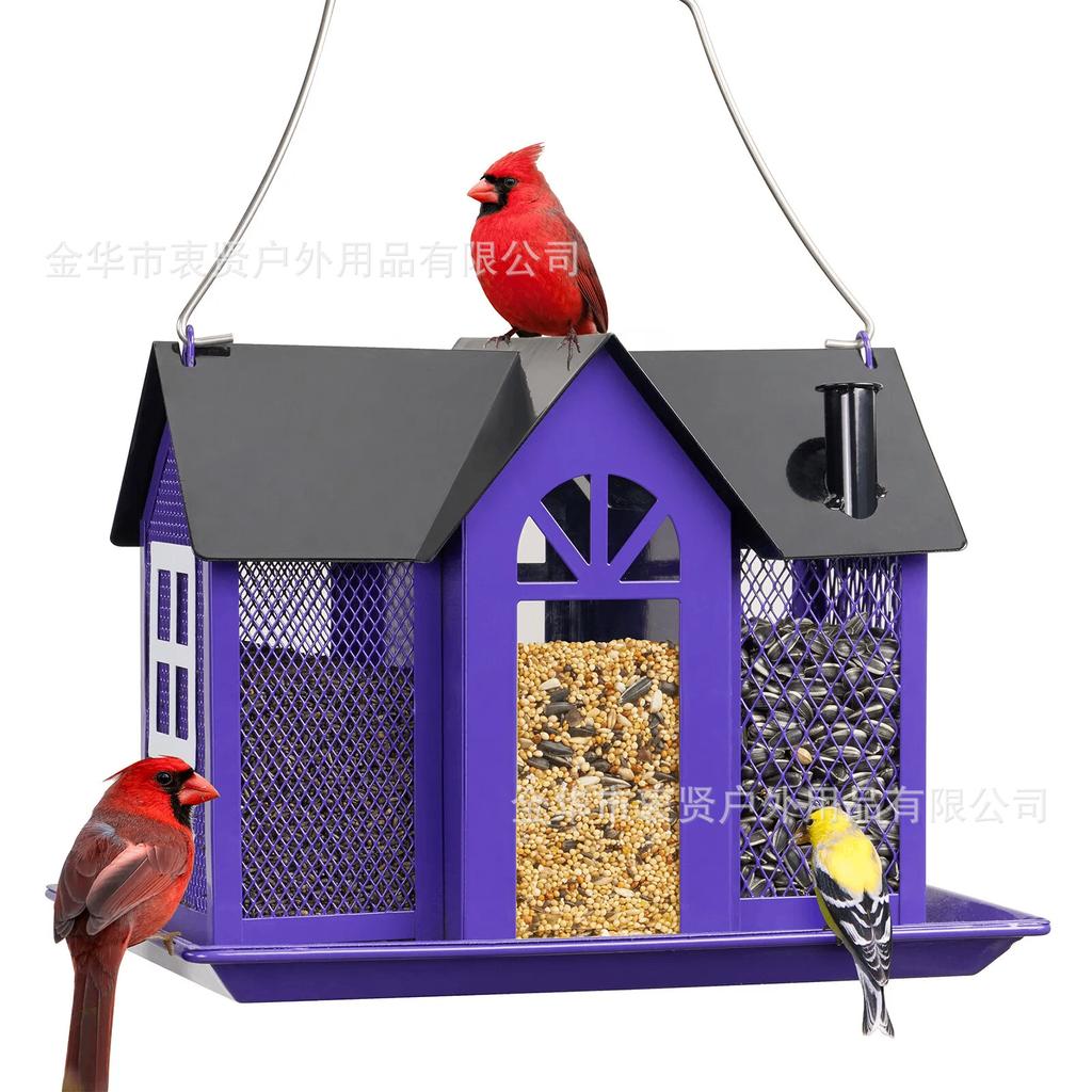 New Bird Feeder Metal House Courtyard Hummingbird Squirrel Feeder Outdoor Hanging Decoration Modern and Simple