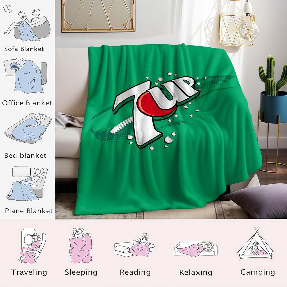 7up Bubble Logo Flannel Blanket Warm Soft Halloween Christmas Couch Warm Cozy Decorative Decor Gift for All Season