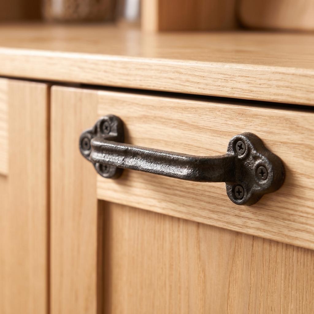 Rustic Door Pull with Mounting Hardware Heavy Duty Cast Iron Door Handle Drawer Pull with Screws Industrial Distressed