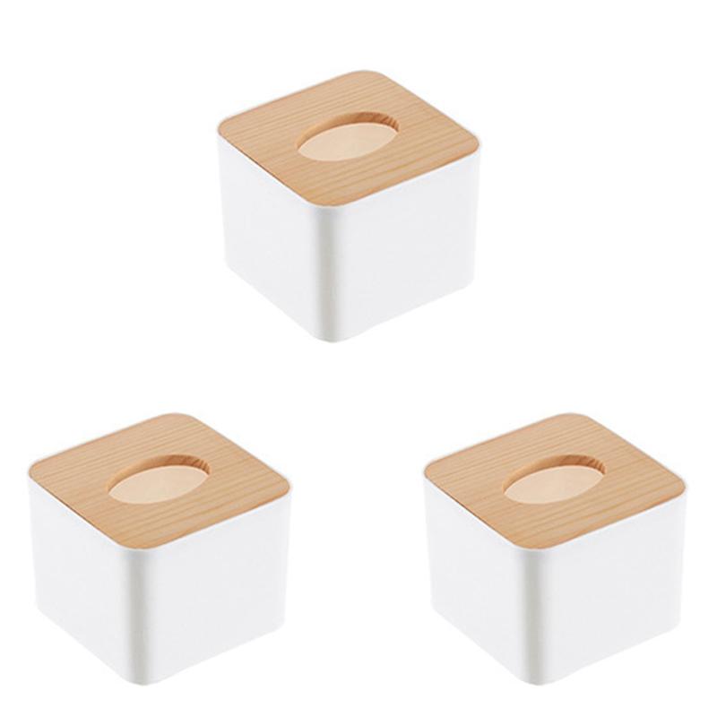 ABWR-3X Square Tissue Box Tissue Box With Wooden Lid Household Removable Mini Wooden Tissue Box