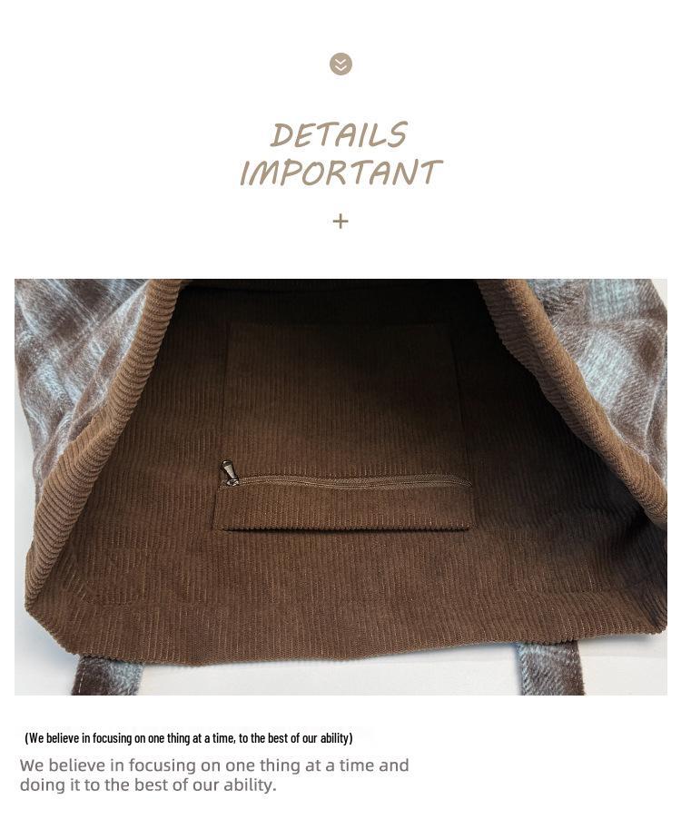 2025 Plaid Casual Commuter Shoulder Bag - Large Capacity Woolen Handbag Tote for Ladies