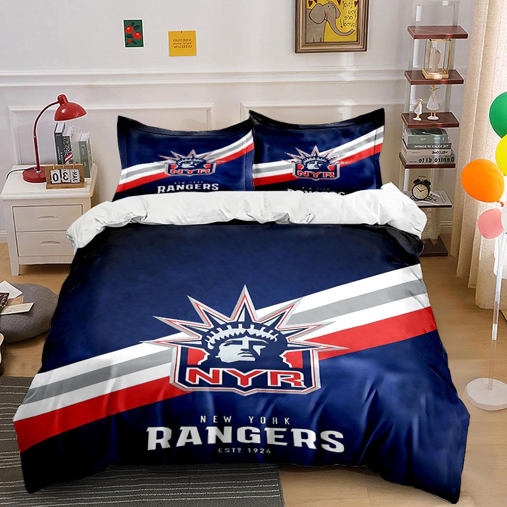 New York Rangers Bedding Set Bedding Duvet Cover Set Duvet Cover Pillowcases (1 * Duvet Cover 2 * Pillowcases, without duvet insert)