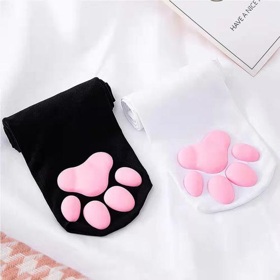 1 sada Dámské 3D punčochy kočičí tlapky Rukavice Set Kawaii Cat Cosplay Kitty Ponožky Jednobarevné Protiskluzové Halloween Party Ponožky s drápem Paws Pad Ponožky