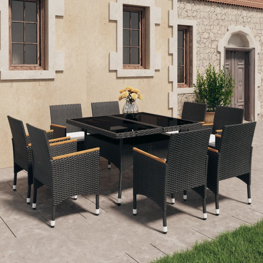 Ensemble à manger de jardin 9 pcs Résine tressée et acacia