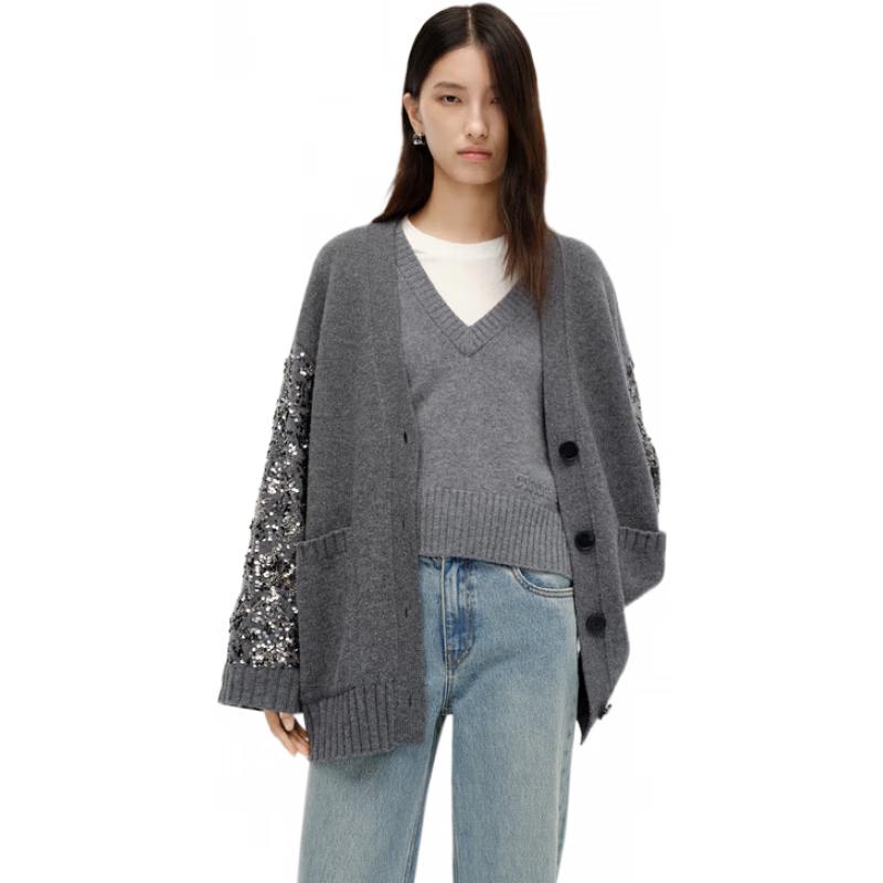 

MO&Co. Тяжелый вязаный кардиган из мериносовой шерсти с вышивкой S