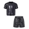 Mens Water Resistant Padded Short Sleeve Zipper Front Jacket Drawstring Shorts