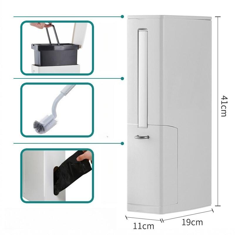 Trash Can + Toilet Brush Bathroom Narrow Space Trash Can Toilet Brush Set
