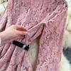 Schickes Vintage Einreiher Spleiß-Mesh Slim Elegant Fee Mode Boho Sommerkleid Damenbekleidung Langes Kleid