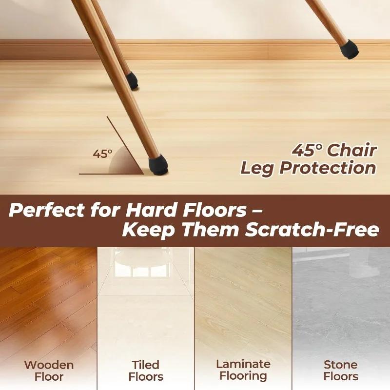 24pcs Chair Leg Floor Protectors Small Round Diameter 15–20mm Thick Felt Pads with Reinforced Base Anti-slip Scratch Black