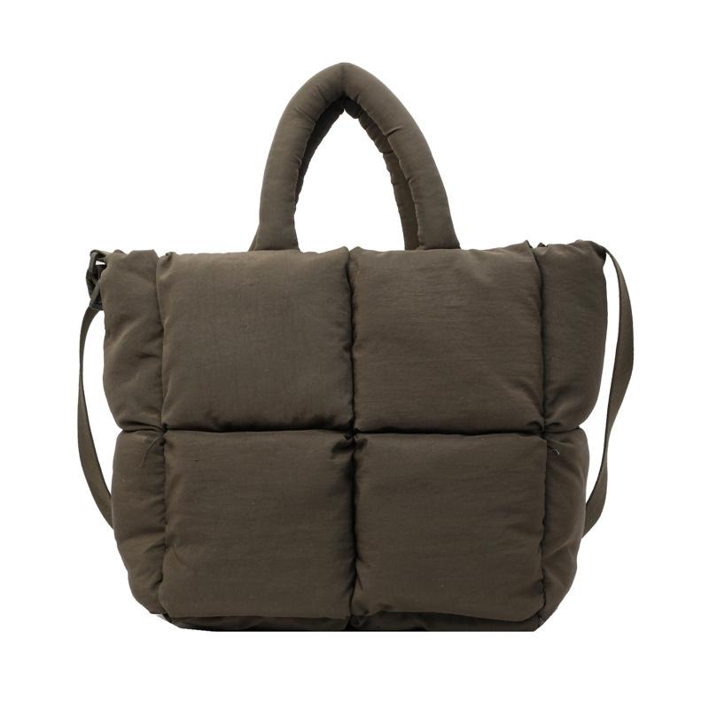 Weiche wachsartige Pufftasche Damen College-Studenten Unterricht Messenger Bag Große Kapazität Nylontasche Spleiß Schulterhandtasche