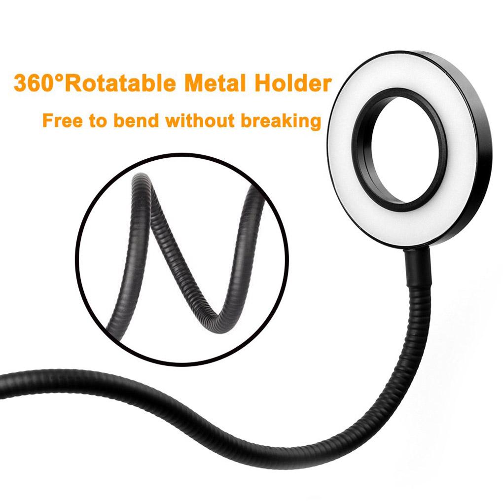 Selfie Flash Ring Light & Mobile Phone Holder Camera Long Arm USB Clip On