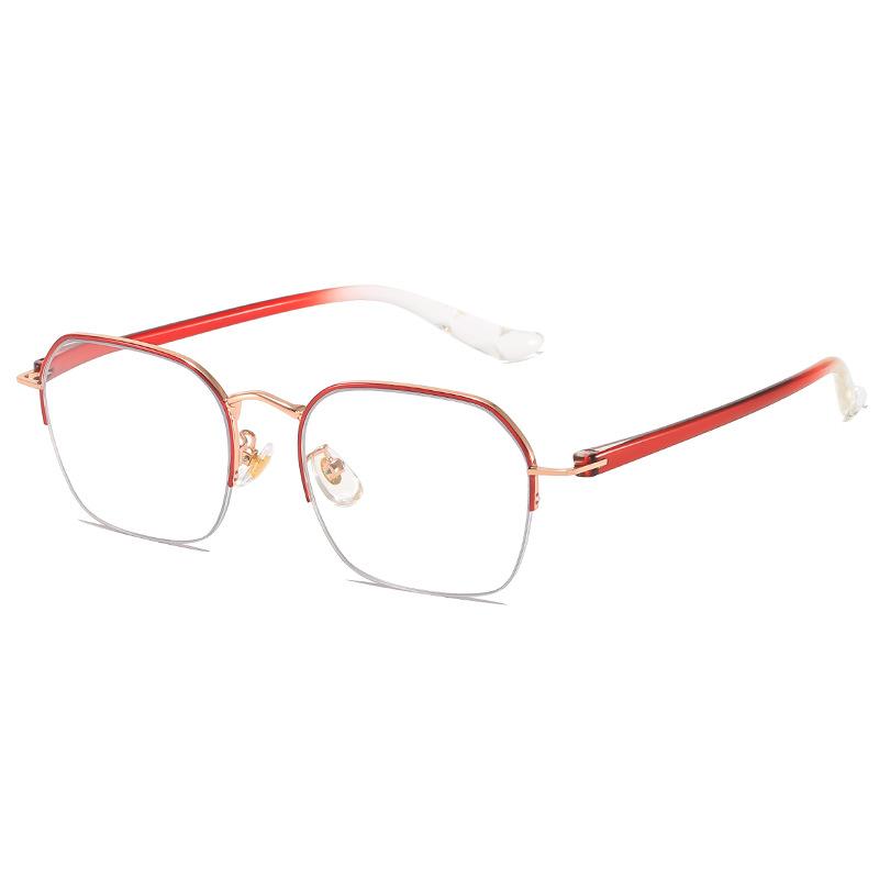 TR90 Metal Half-frame Fashionable  Personalized Reading Glasses Versatile Elegant Red Gold Lightweight Eye Protection Eyewear