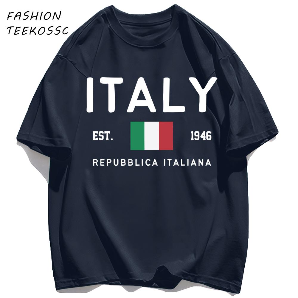 Italy Repubblica Italiana Printed Men T Shirts AllMatch Cotton TShirt Casual Crewneck Loose Streetwear Man Summer Basics Top