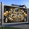 Graduation Banner Congratulations Class of 2025 Gold and Black Graduation Backdrop Supplies 71*43 Inches