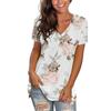 Fashion Women V-neck Printed T-shirt Casual Loose Pullover Short Sleeve Tops