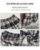 Retro Red Plaid Woolen Midi Skirt with Elastic Waist and Big Swing
