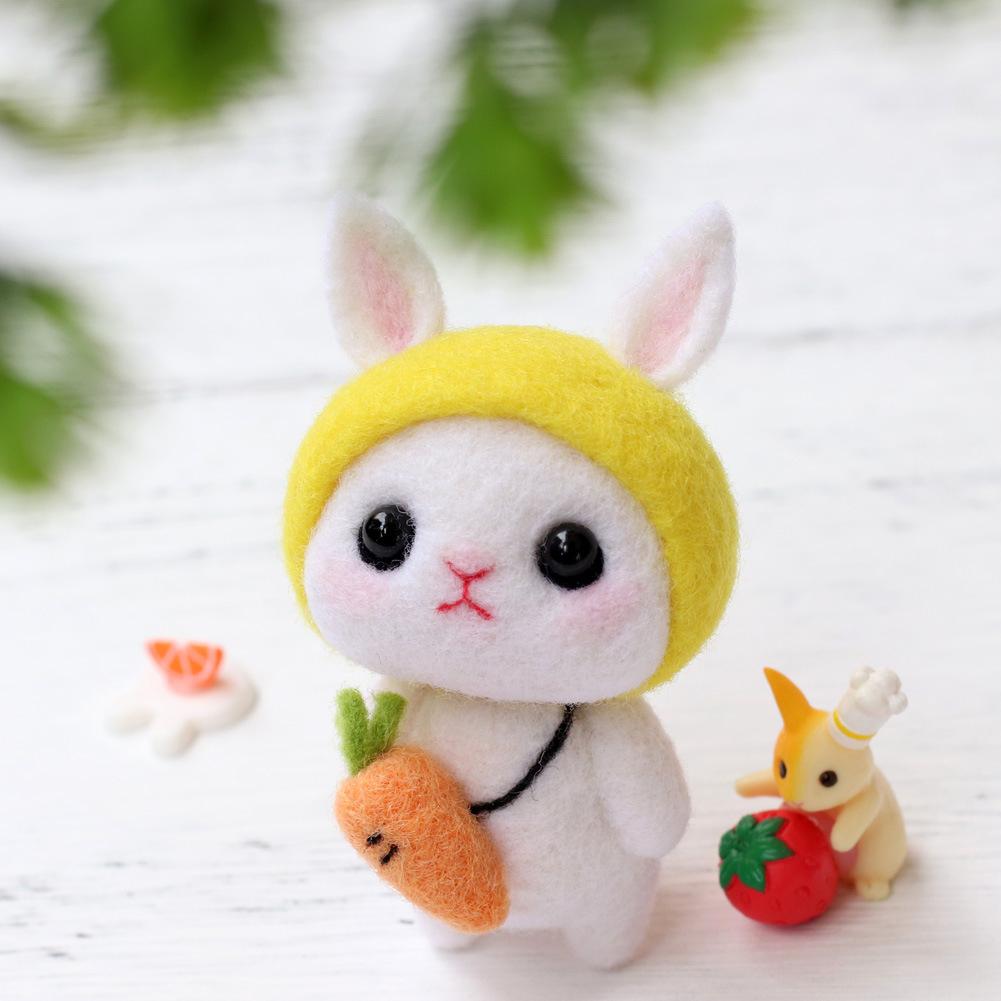 Non Finished DIY Felting Wool Rabbit Doll Handmade Craft Material Package Tools